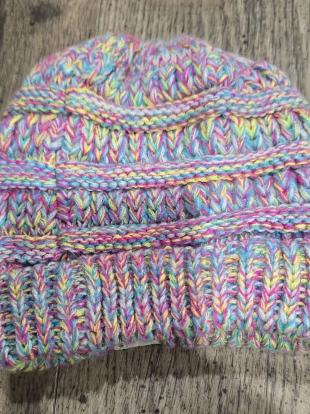 Pastel Multicolor Ponytail Beanie